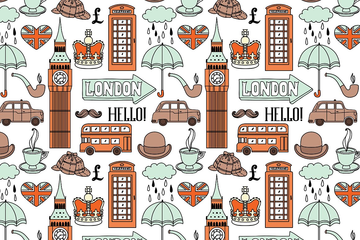 伦敦主题设计素材London vector icons an