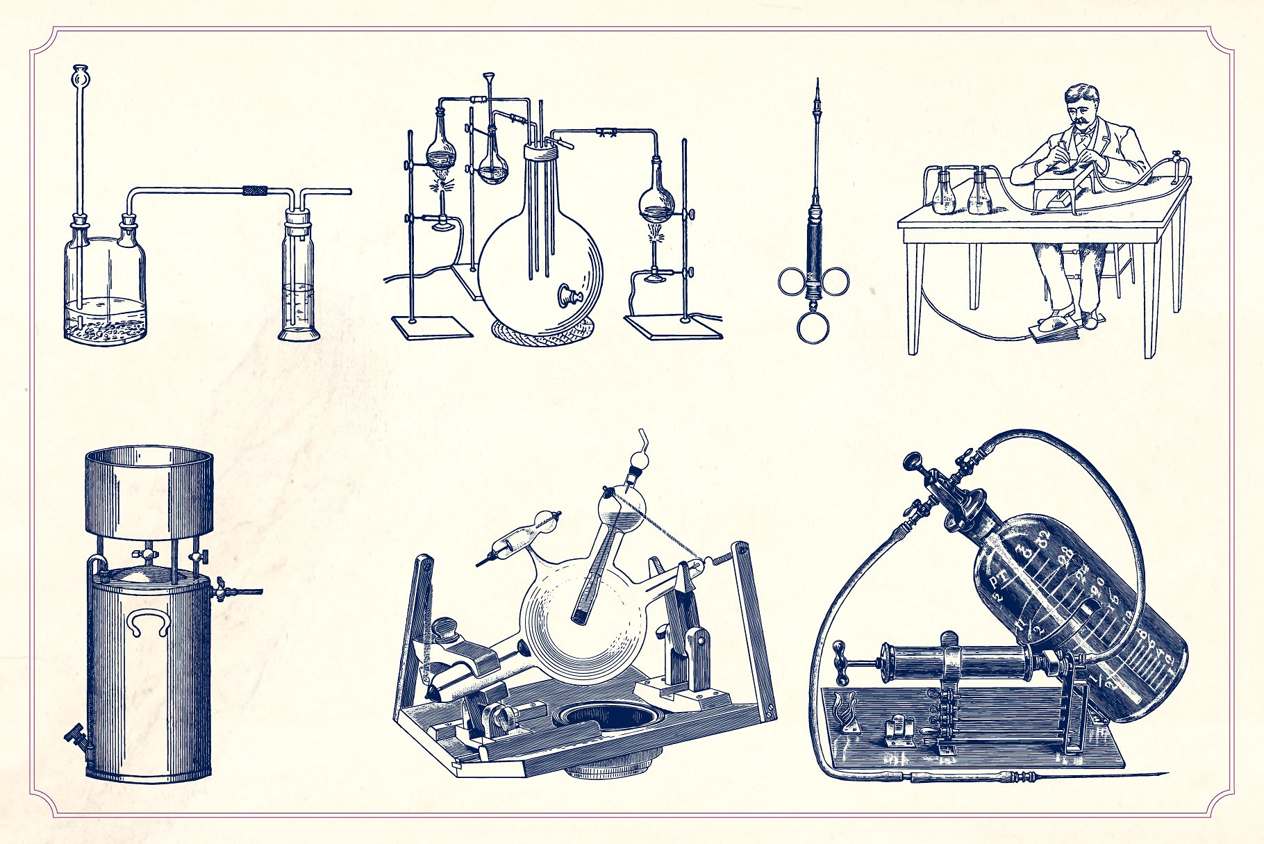 复古手绘科学实验设备矢量插图Vintage Science