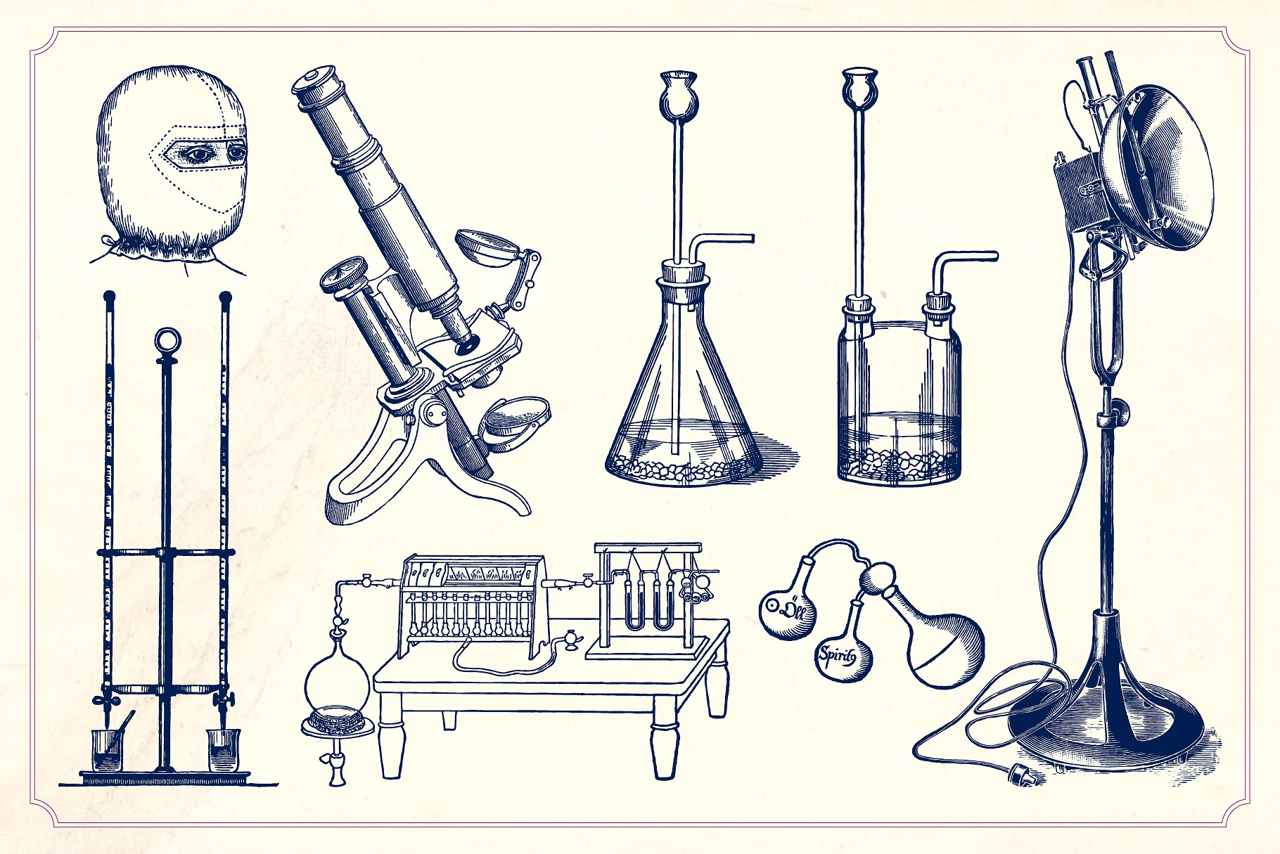 复古手绘科学实验设备矢量插图Vintage Science