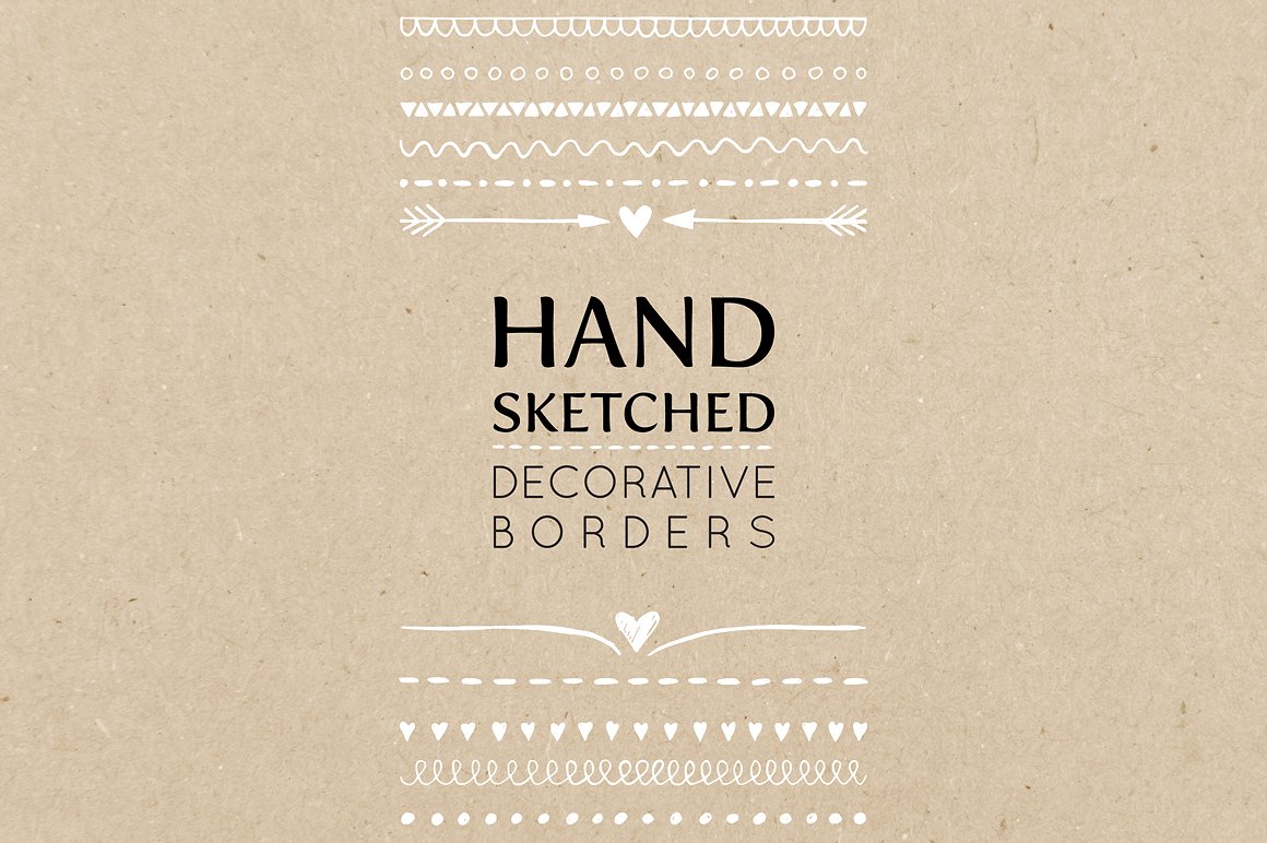 手绘线条分隔线设计素材Hand Sketched Borde