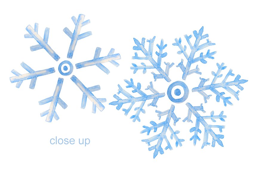 手绘雪花设计素材Watercolor Snowflake C
