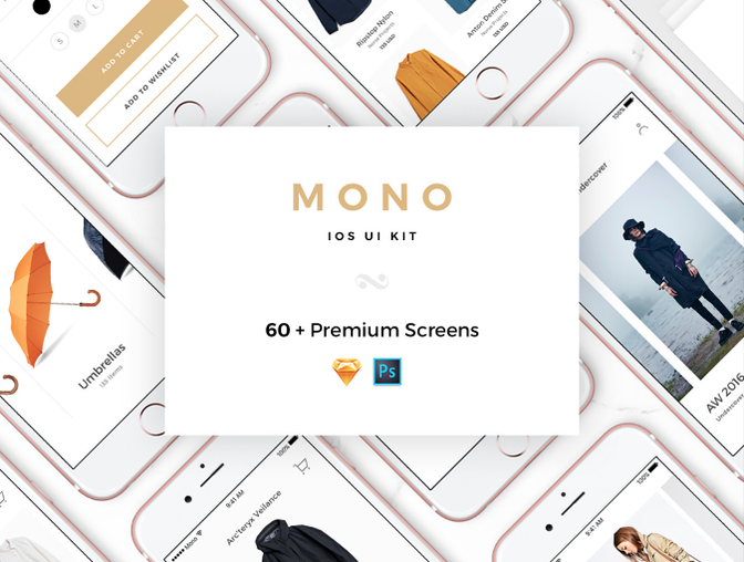 时尚服装服饰电子商务购物平台移动UI工具包Mono iOS