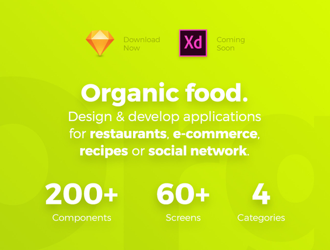 有机食品餐厅食谱社交网络电子商务移动UI套件Organic