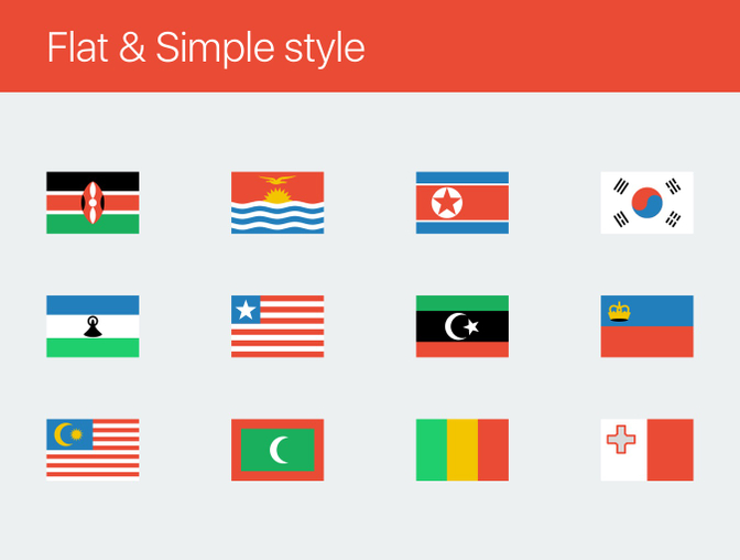 260个简化世界国家国旗标志设计素材Simplified W