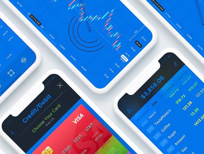 蓝色金融财务投资股票市场移动手机App iOS UI套件St