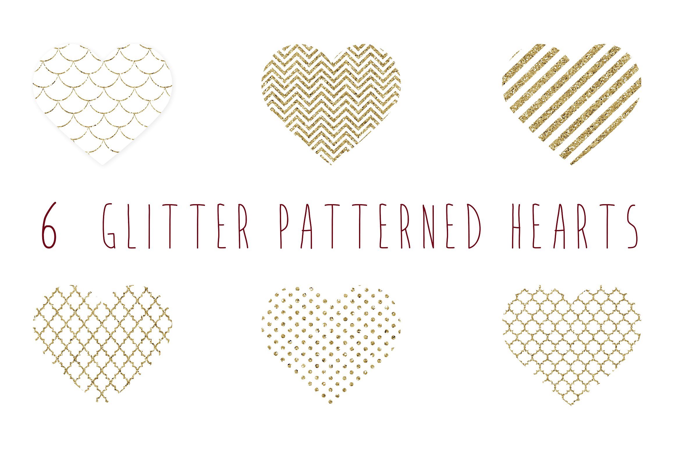 现代时尚爱心形状设计素材Glitter patterned