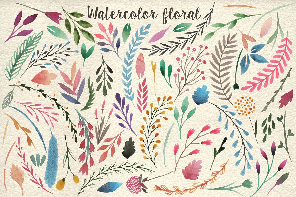 手绘水彩花卉图案设计素材159 Watercolor flo