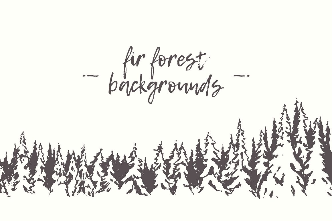 手绘森林矢量插图Winter fir forest back