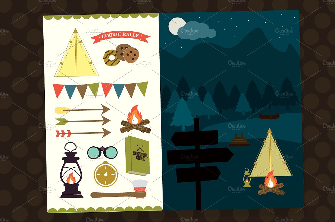 有趣的野外露营矢量插图Wilderness Girl
