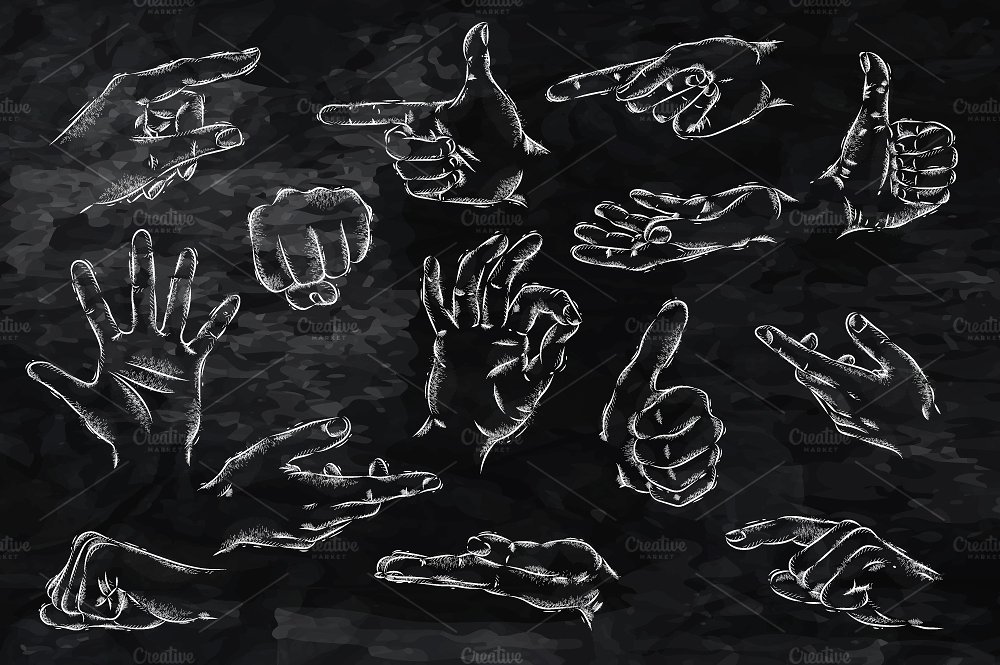 手绘手势图标设计素材Painted hands