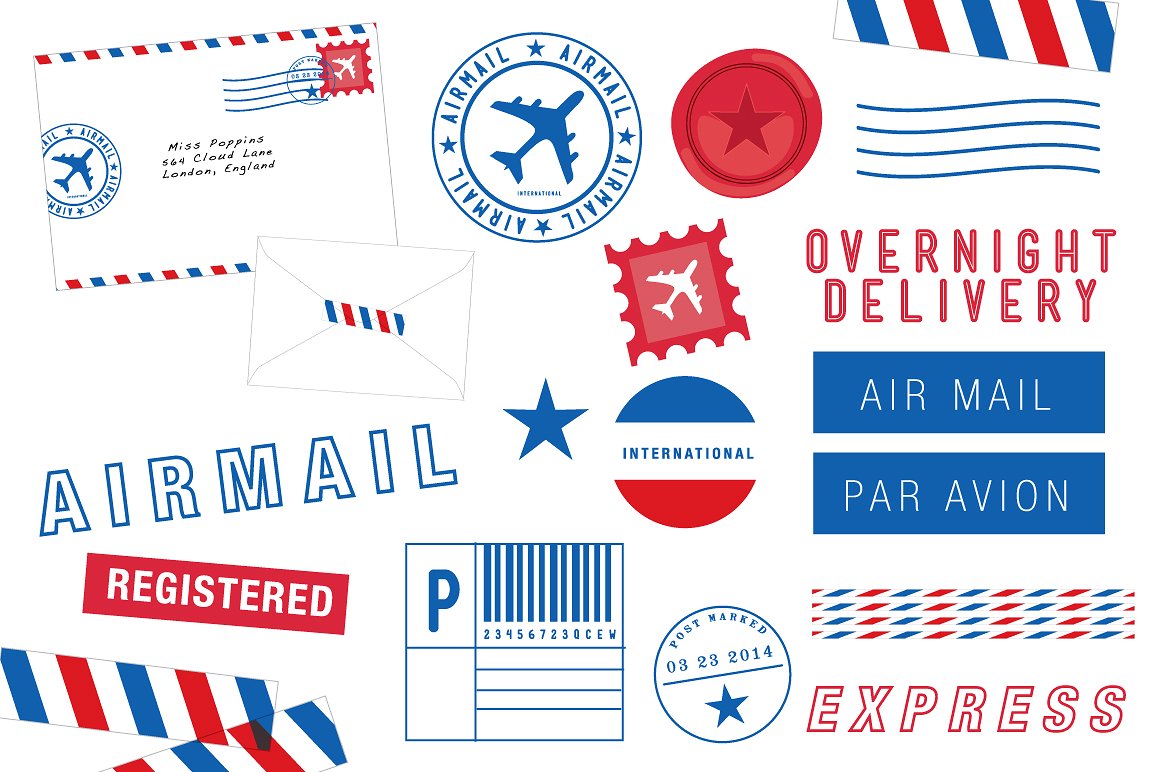 矢量航空邮件插图素材Airmail