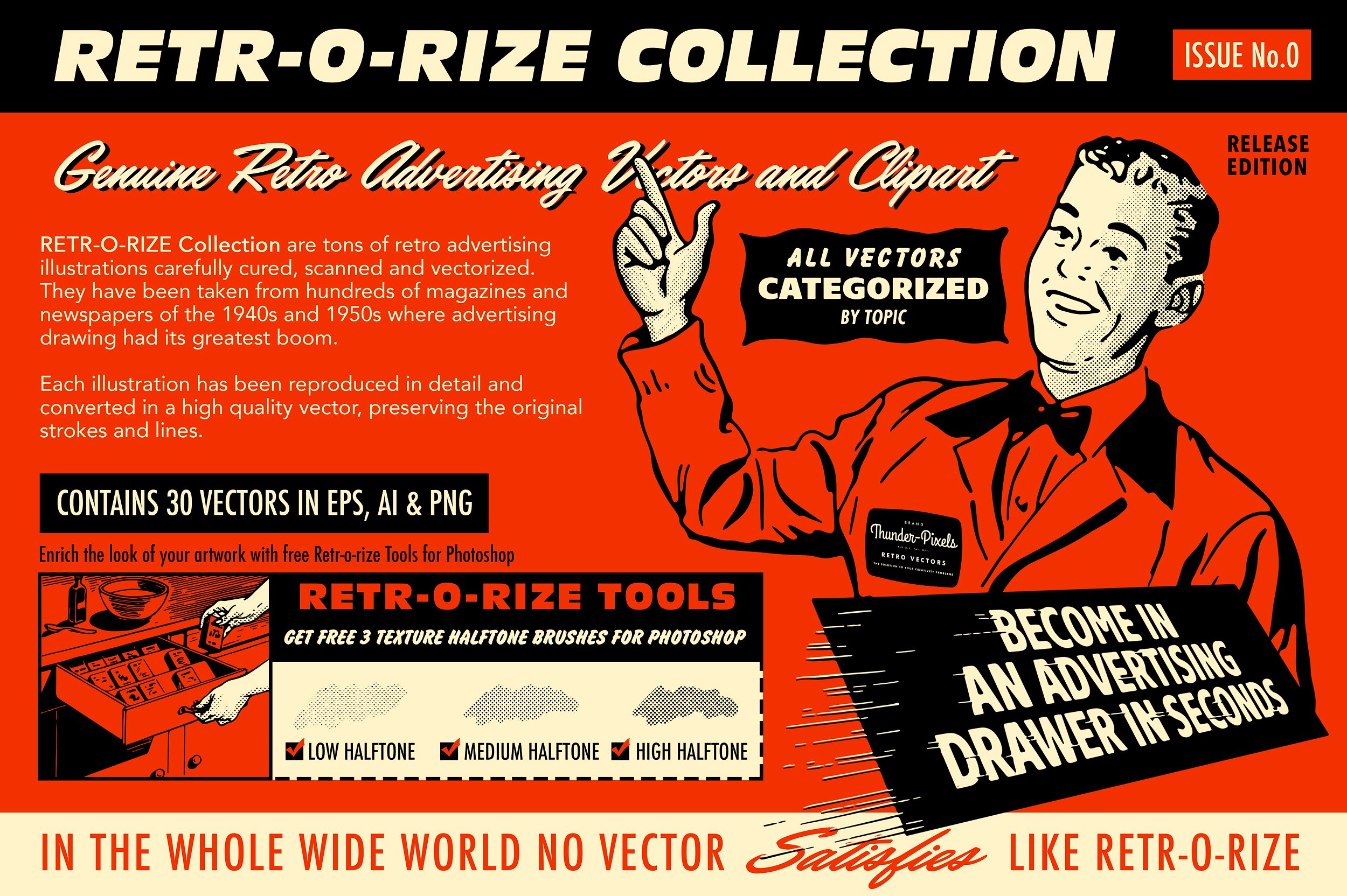 复古手绘广告插图设计素材Retr-o-rize Collec