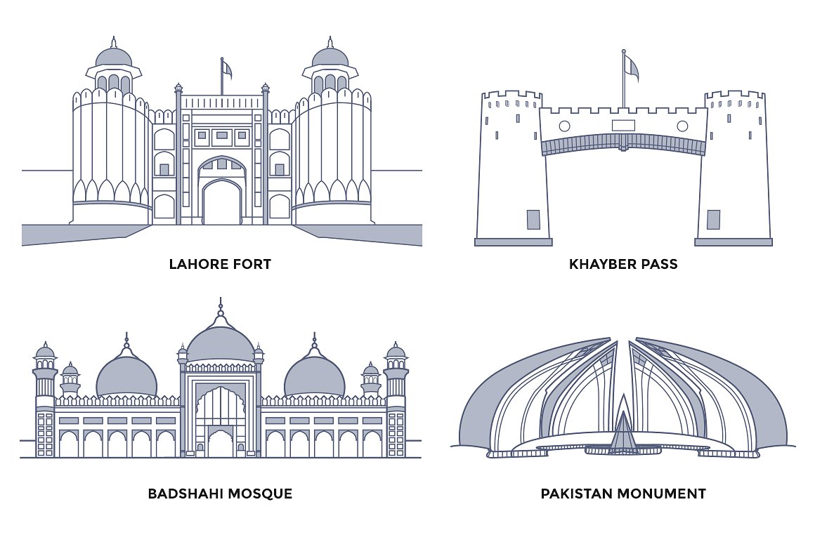 环球旅行标志性建筑插图素材Pakistan Landmark