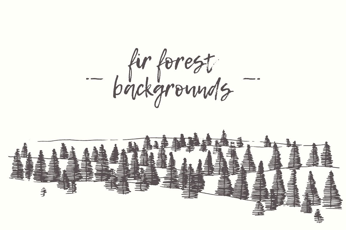 手绘森林矢量插图Fir forest backgrounds