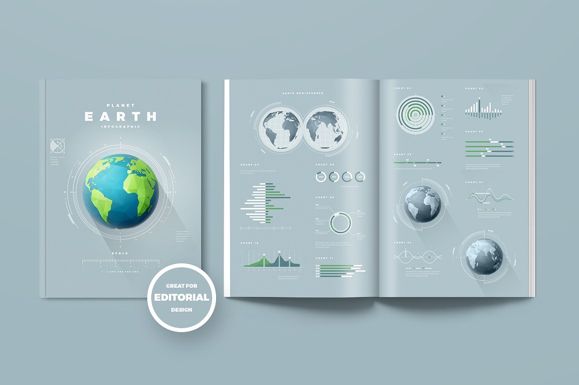 行星地球矢量插图素材Planet Earth infogra