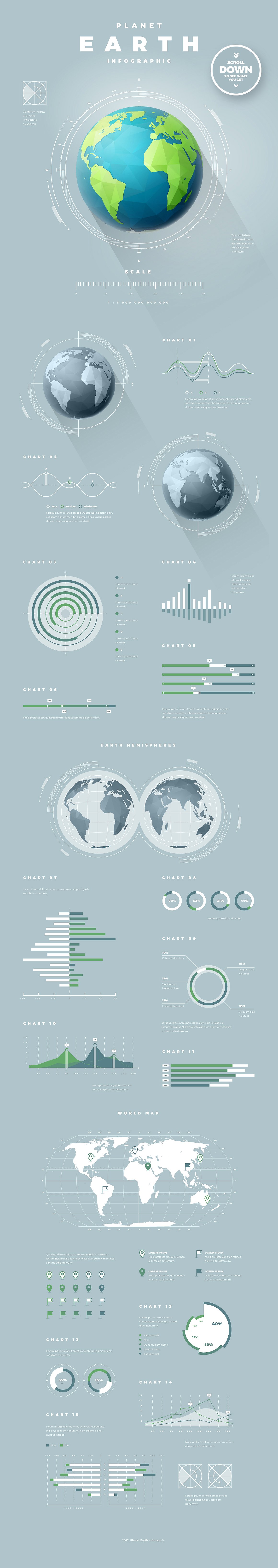 行星地球矢量插图素材Planet Earth infogra