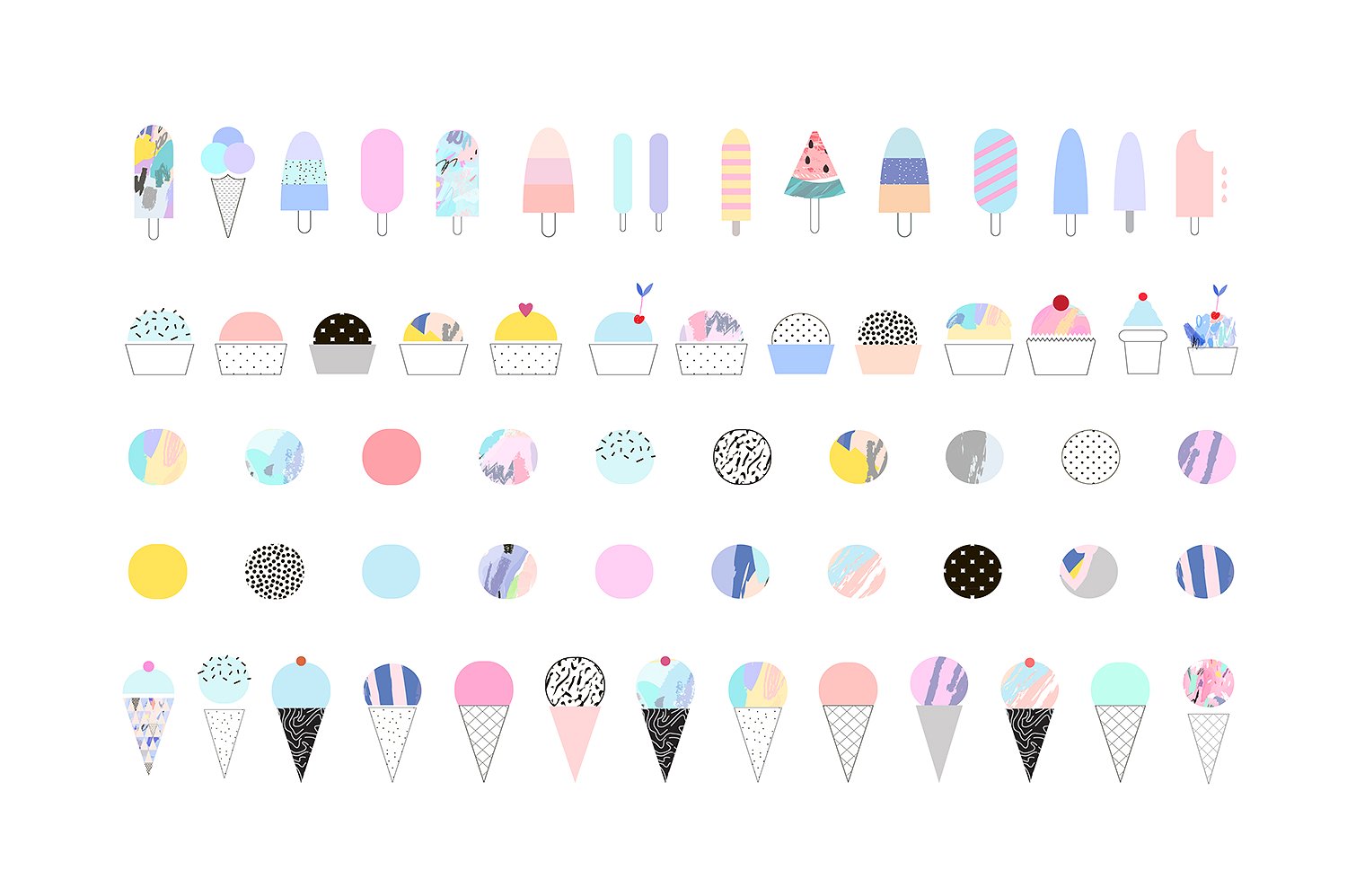 矢量夏季冰淇淋图标素材ICE CREAM raster ve