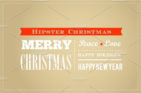手绘圣诞节设计素材set of Hipster Christ