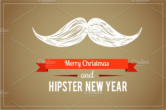 手绘圣诞节矢量插图素材set of Hipster Chri