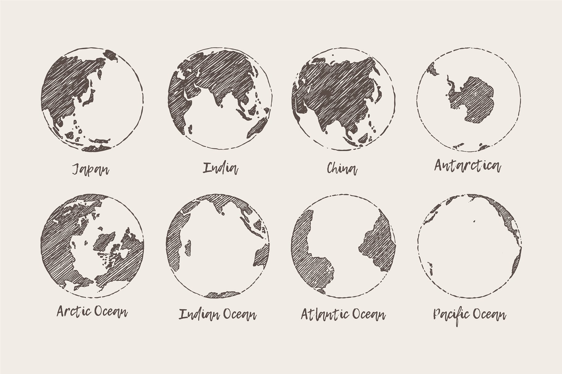 复古手绘世界地图设计素材Map of the world a