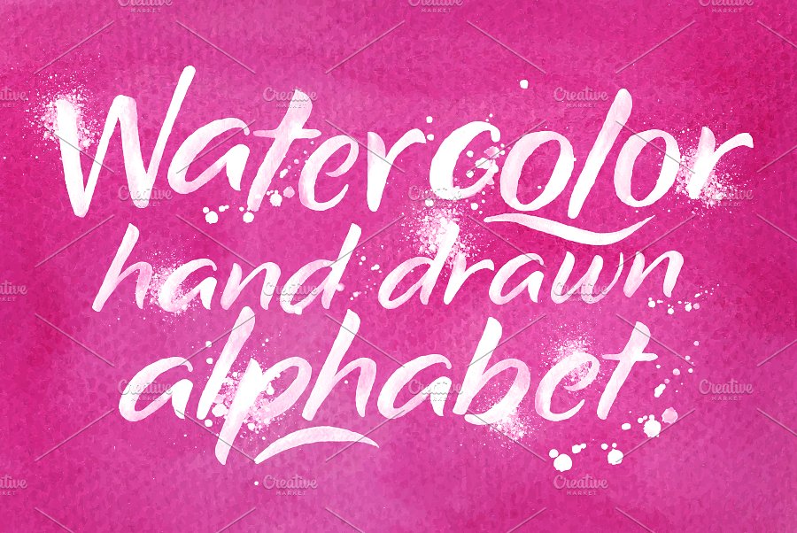 手绘水彩字母设计素材Modern Color Alphabe