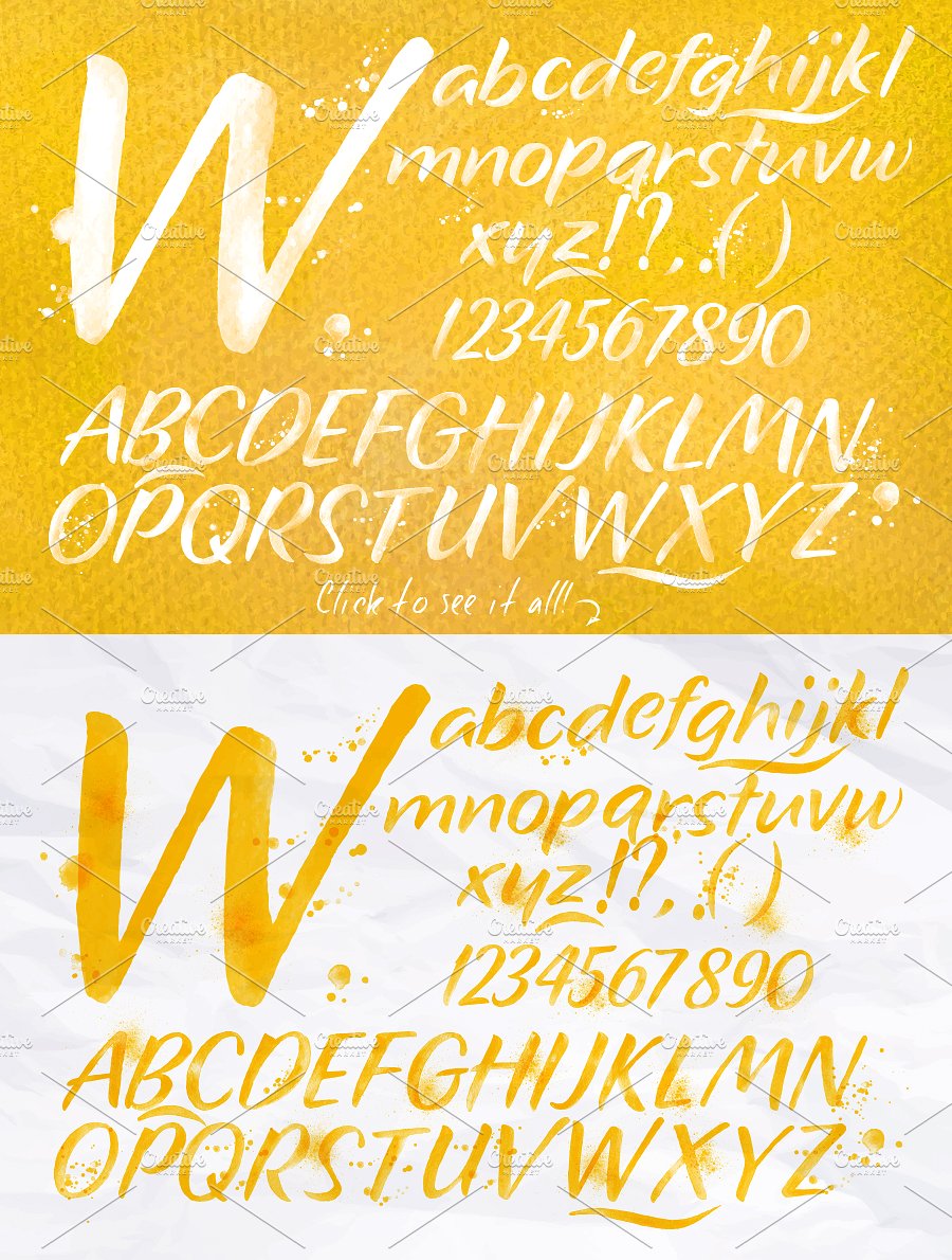 手绘水彩字母设计素材Modern Color Alphabe