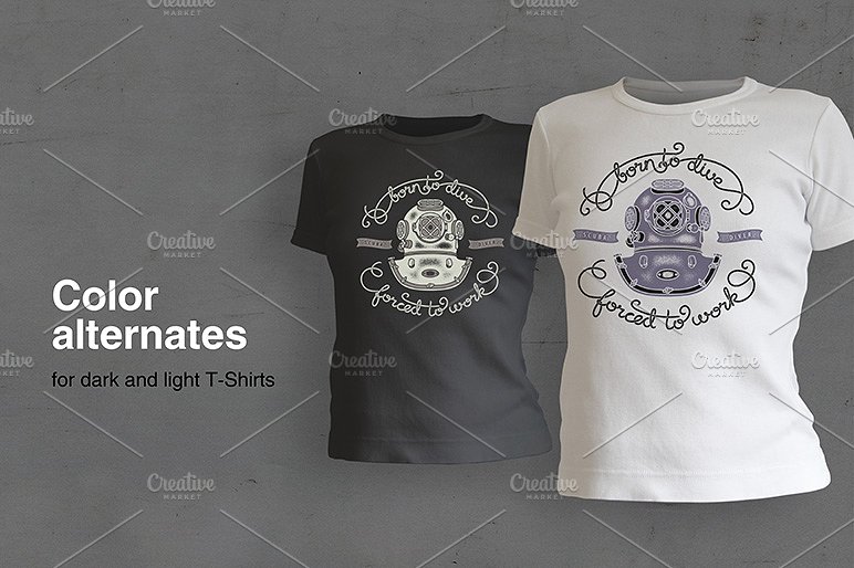 服装标志插图设计素材Six T-Shirts designs