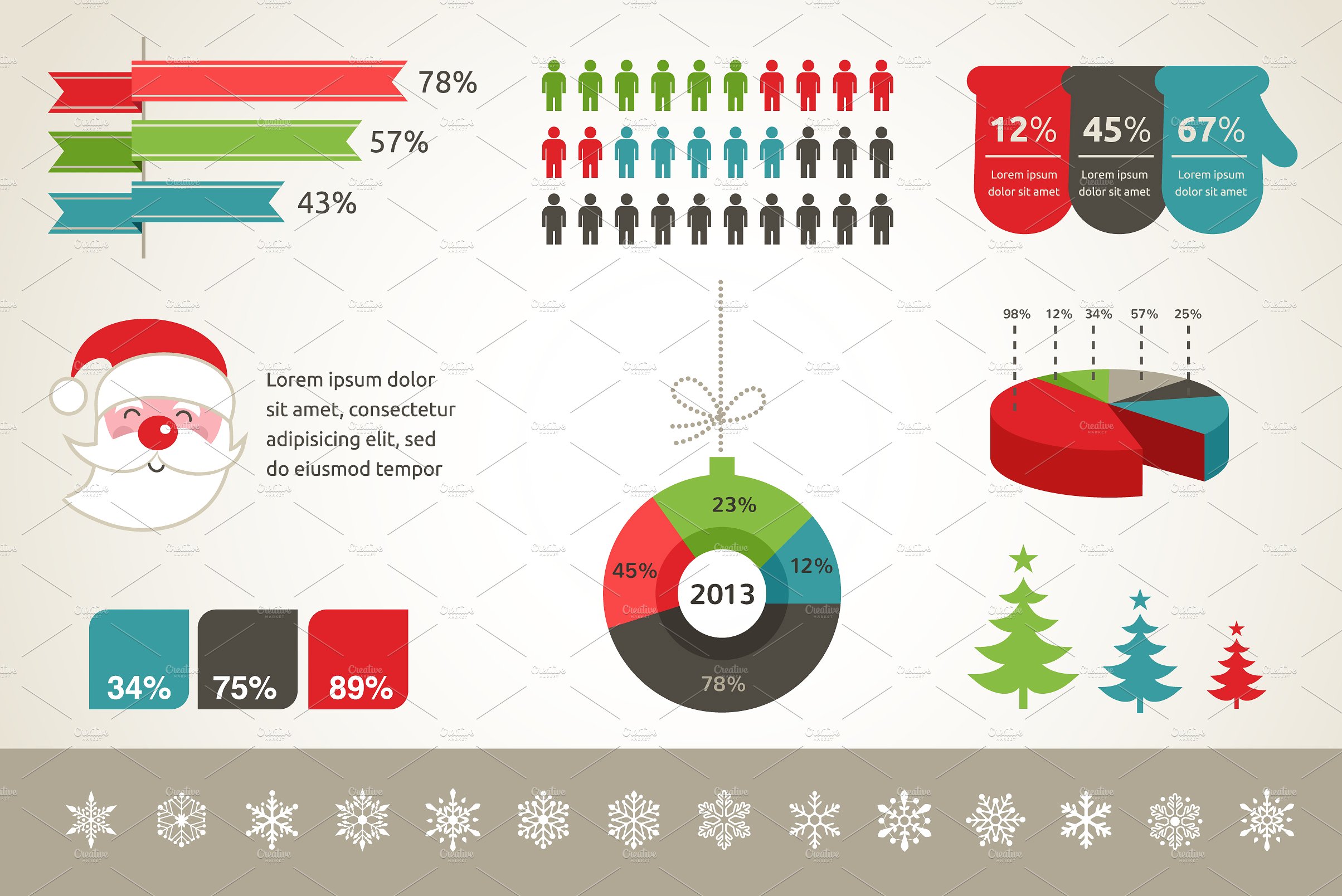 圣诞主题数据元素设计素材Christmas Infograp