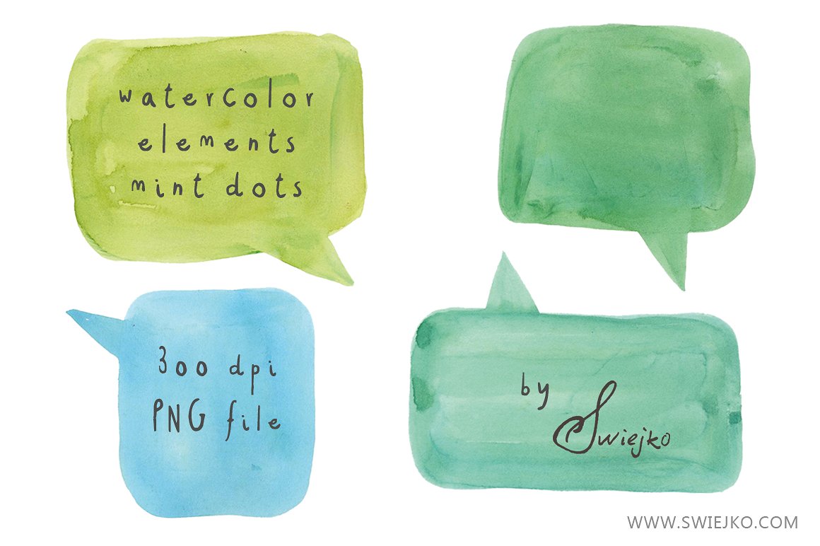 手绘水彩对话气泡设计素材Watercolour Speech