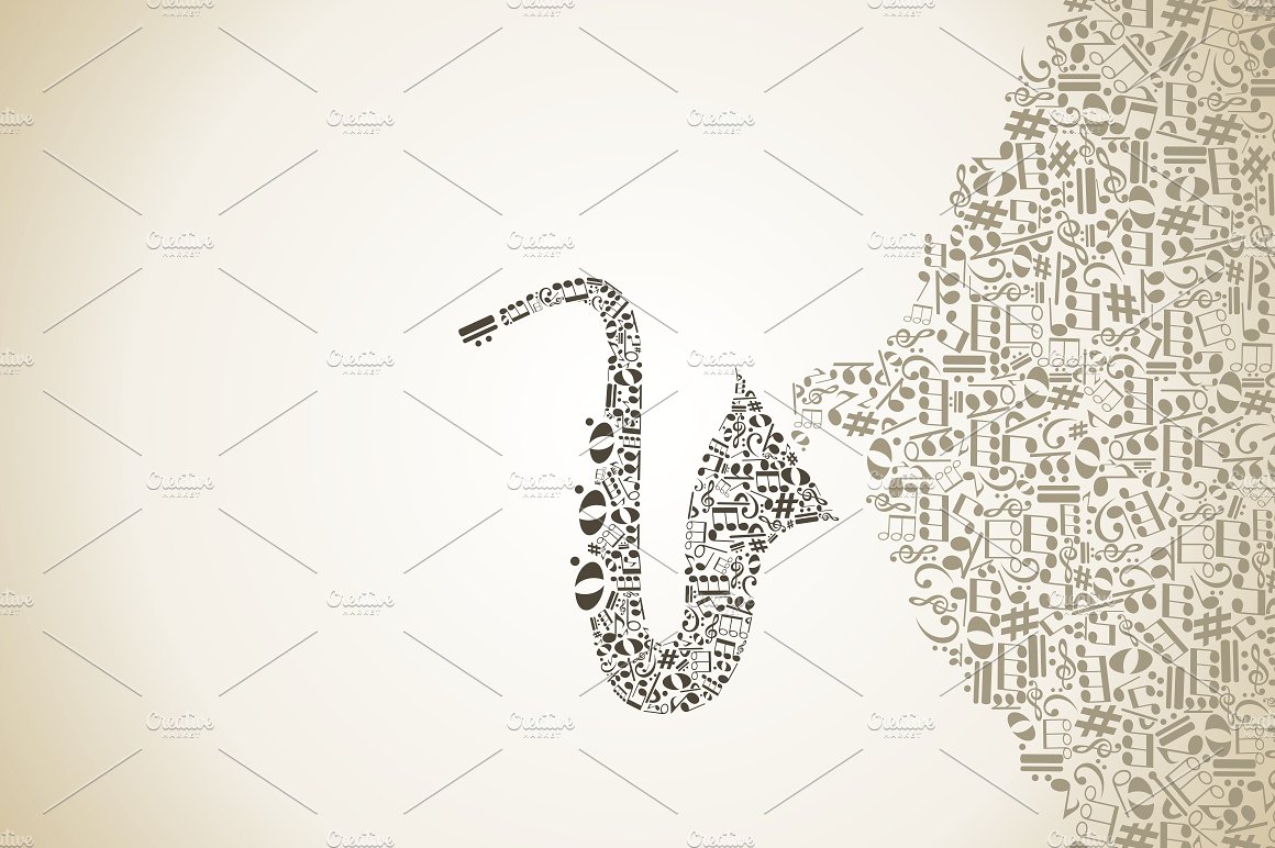 萨克斯管形状矢量插图Saxophone