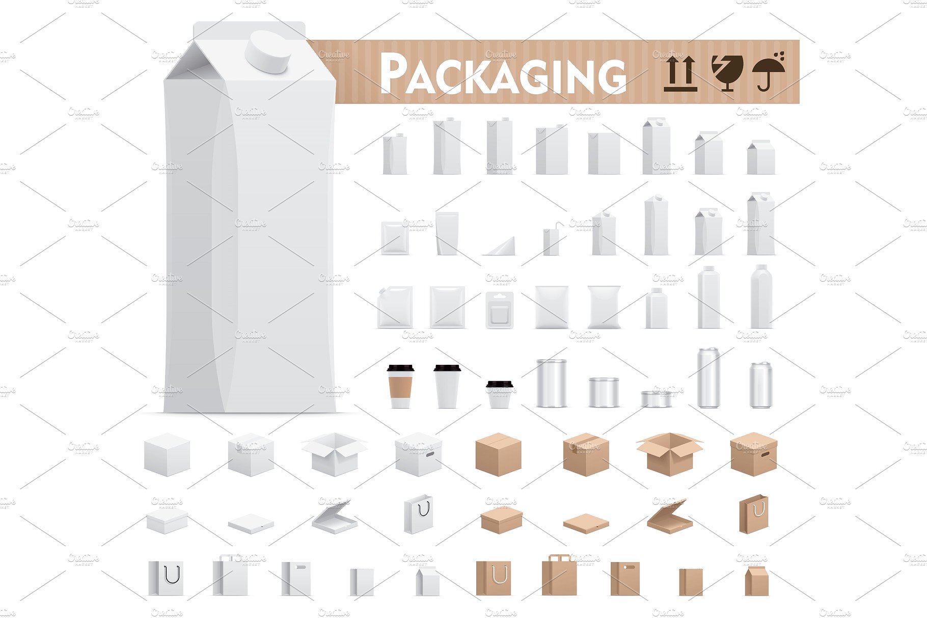 矢量包装盒模型设计素材Vector retail packa