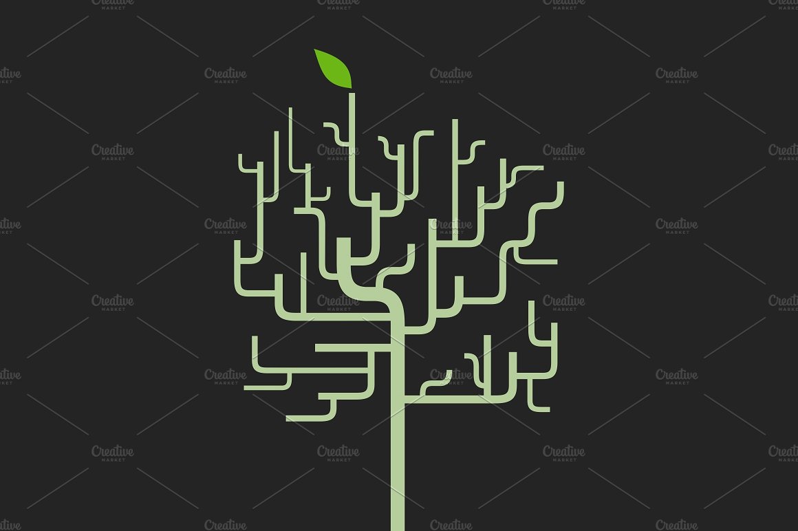 手绘抽象树插图素材Abstract tree