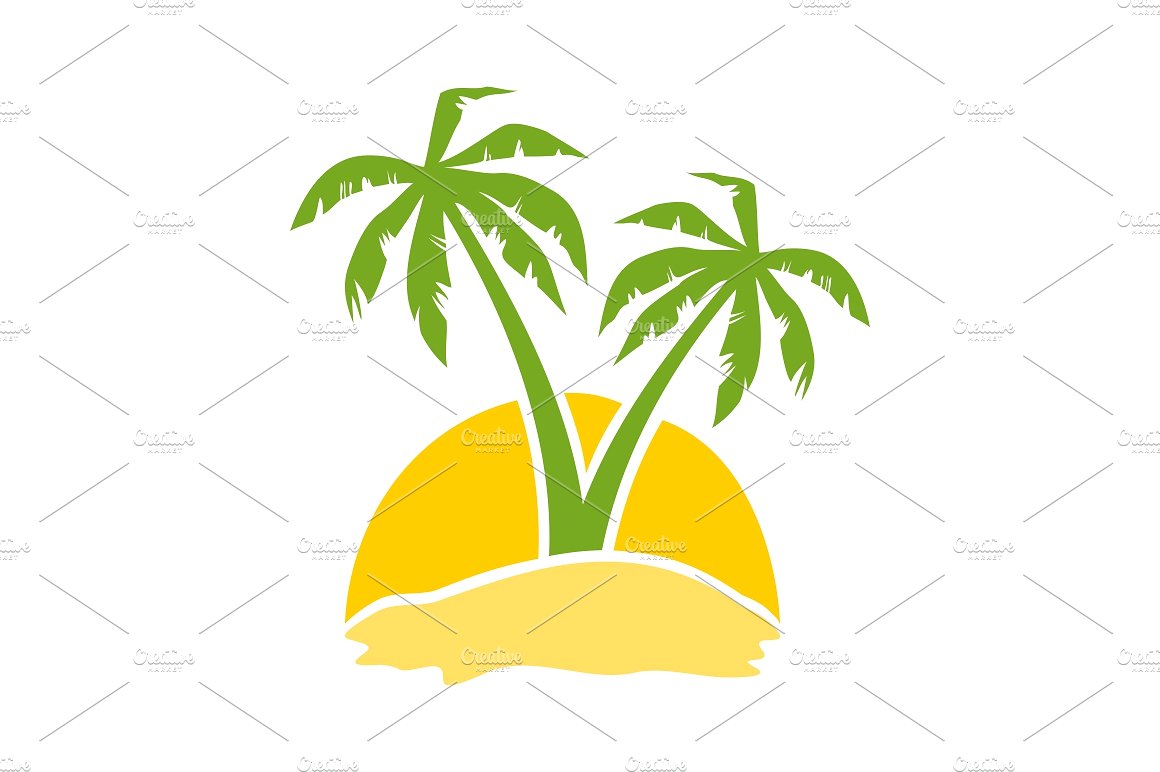 岛上的椰子树矢量插图Palm tree