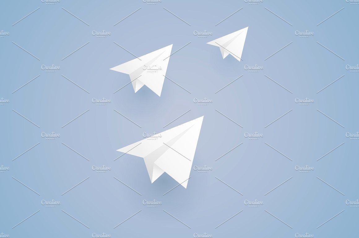 白色纸飞机矢量插图Paper airplane