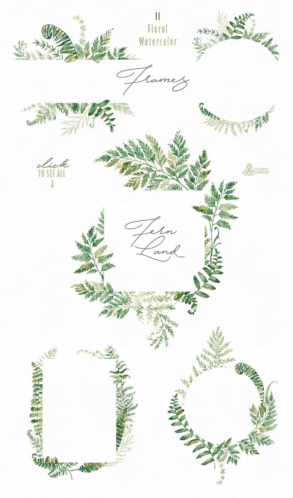 Fern Land. Watercolor Collecti