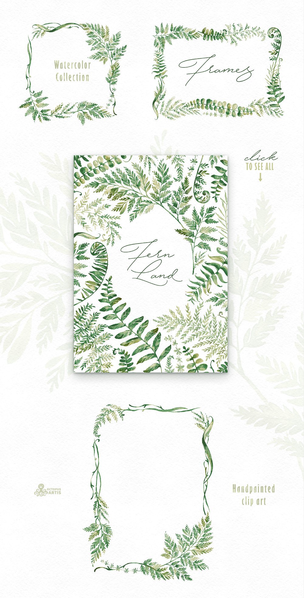 Fern Land. Watercolor Collecti