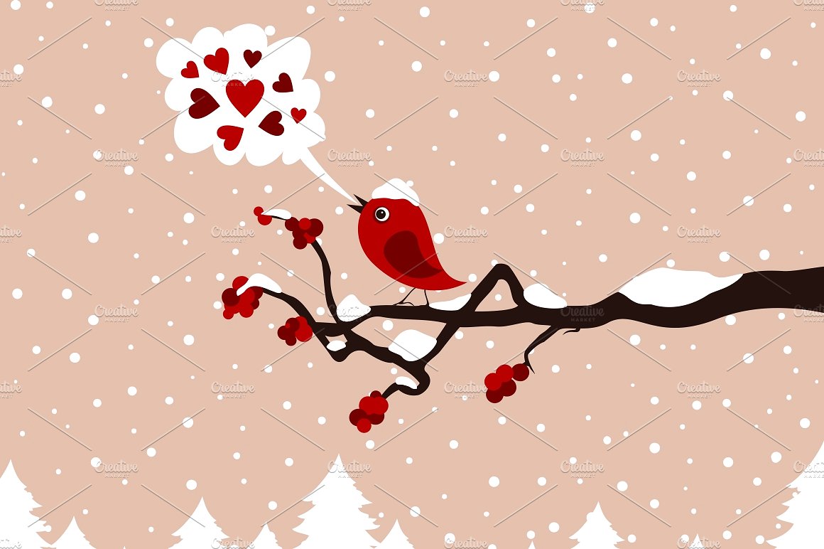 树上的小鸟矢量插图Bird on a tree