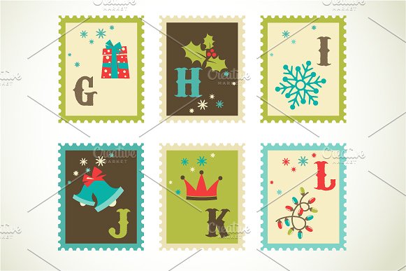 圣诞节装饰素材Christmas Alphabet Post