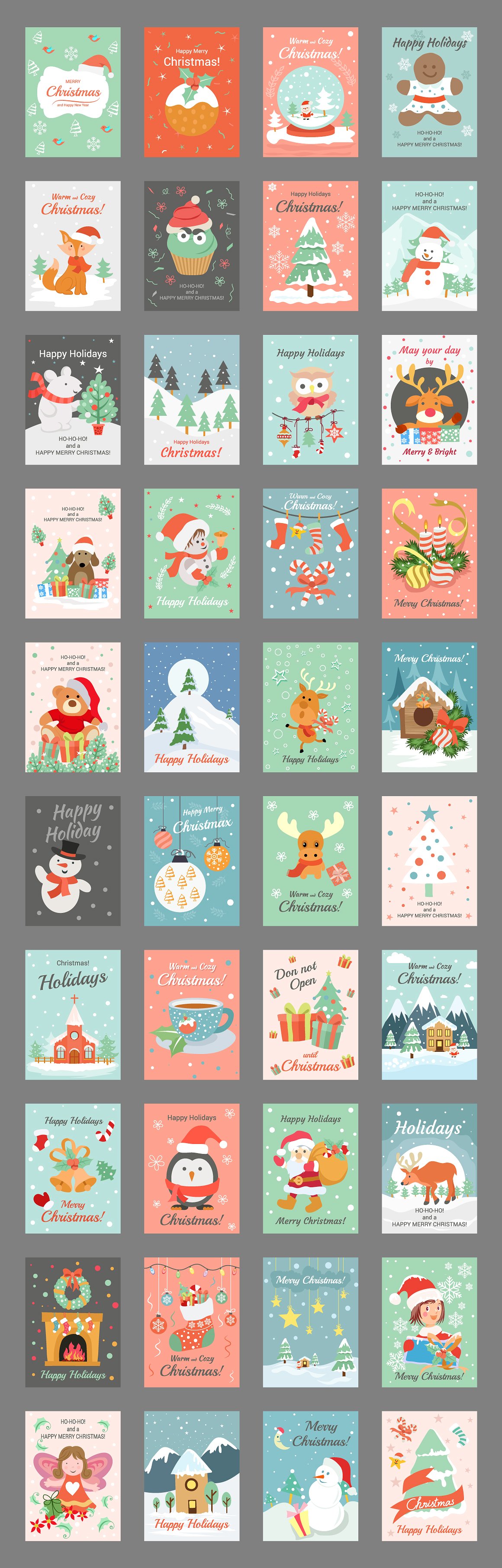 圣诞节卡片素材插画素材40 Christmas Cards