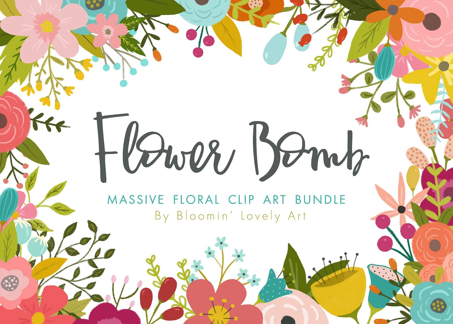 水彩水粉风格花卉植物插图素材Flower Clip Art