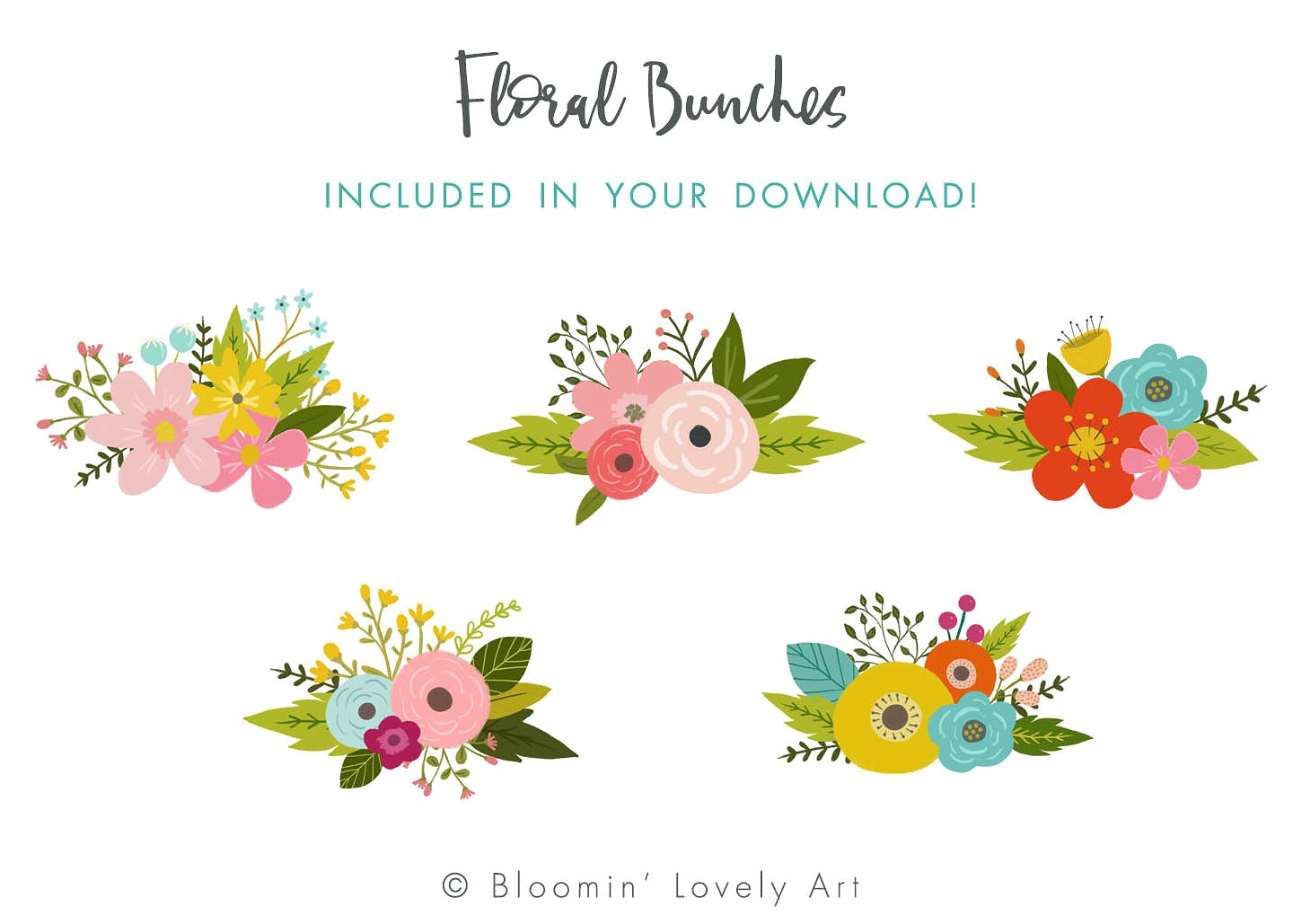 水彩水粉风格花卉植物插图素材Flower Clip Art