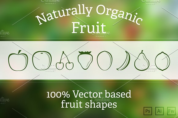 线条水果形状设计素材Fruit Vector shapes