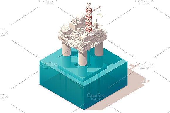 等距抽油装置插图设计素材Isometric oil plat