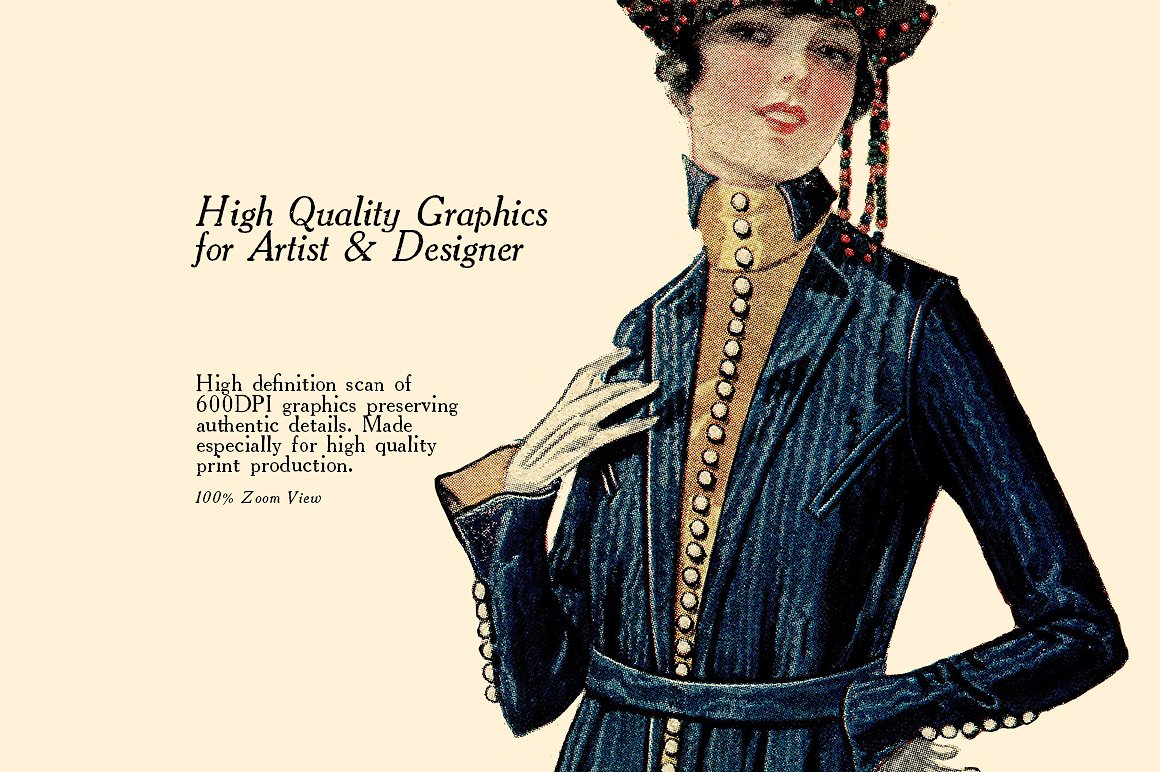 复古手绘彩色时尚女士设计素材36 Ladies Colore