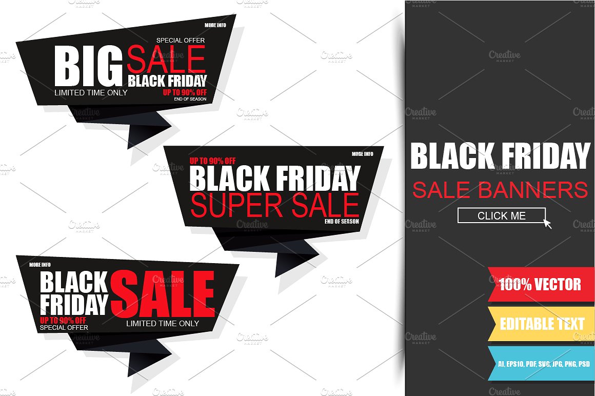 黑色星期五促销标签设计素材Black Friday Sale