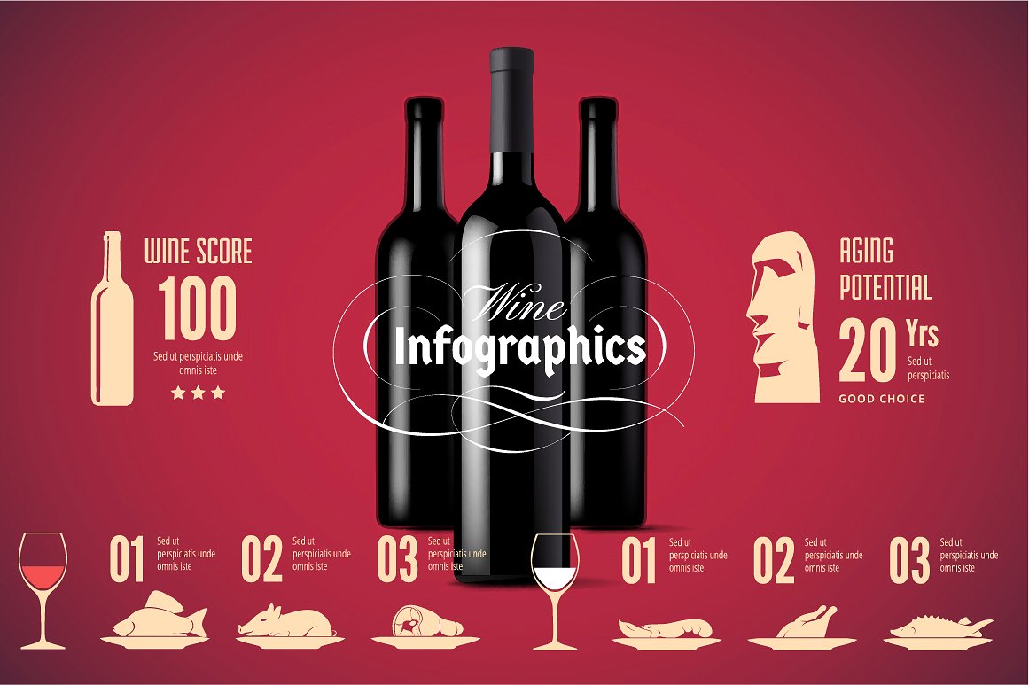 酒类相关设计素材Wine infographics icon
