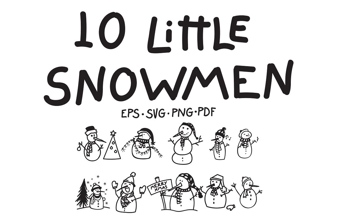 10款雪人矢量设计素材10 Snowmen Vector p