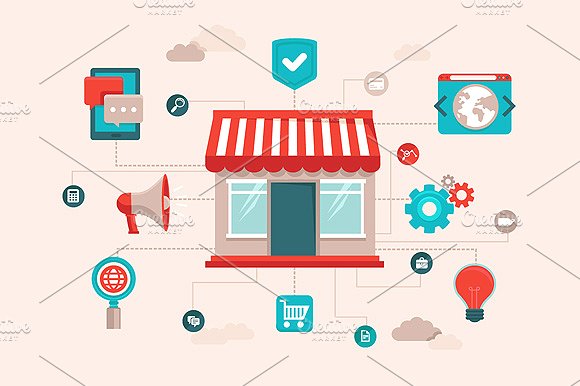 互联网购物和互联网营销概念设计元素Online shoppi