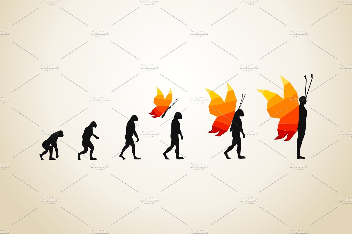进化过程矢量插图Evolution