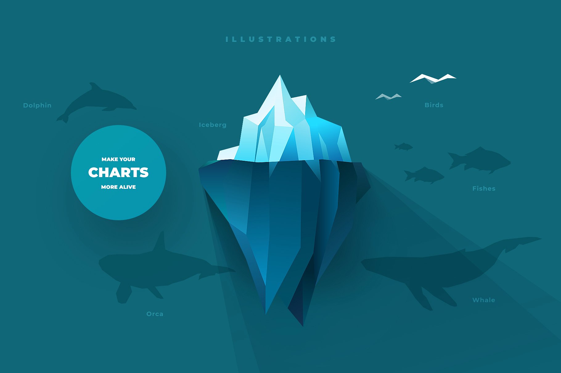 3D感高端信息图表设计素材Iceberg infograph